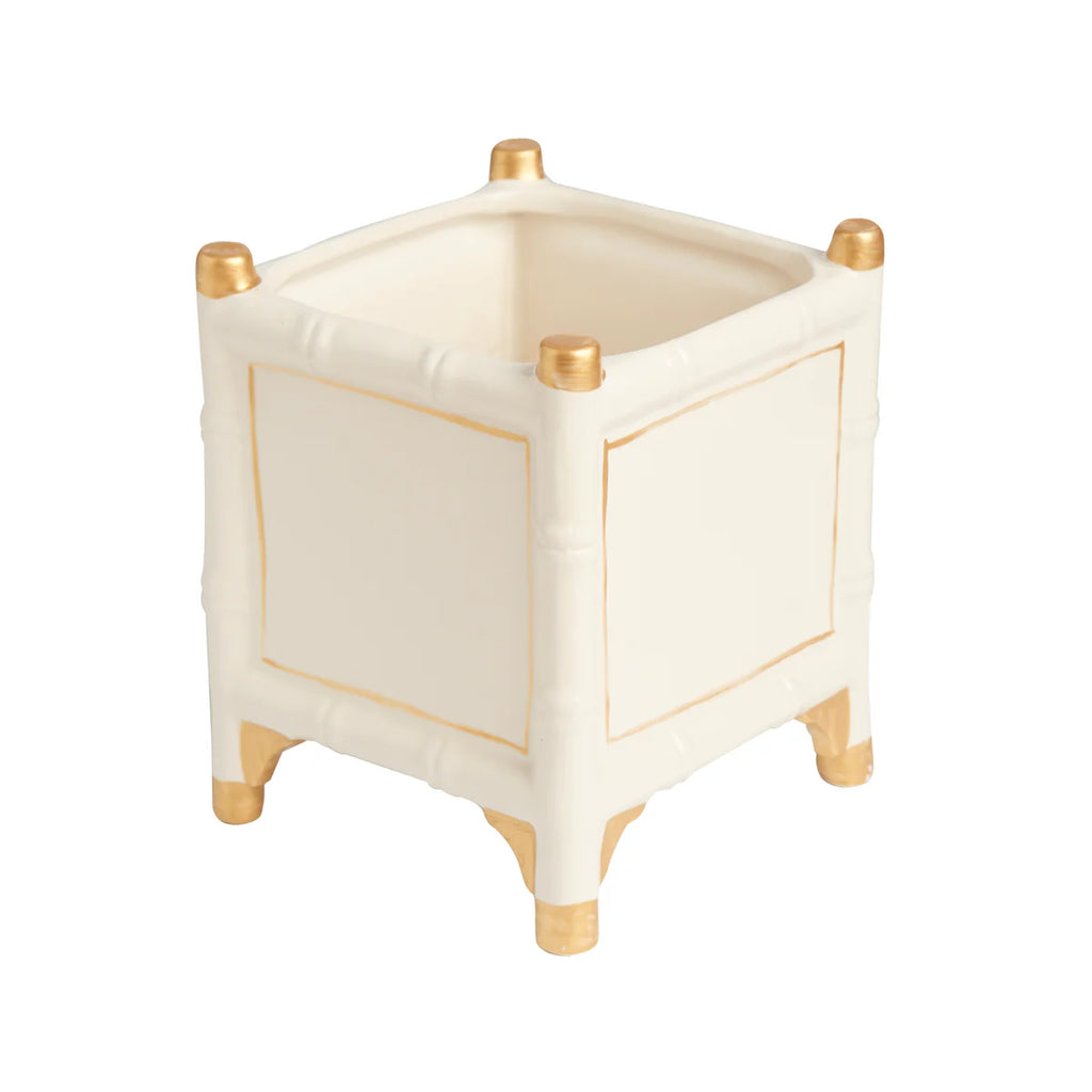 Bamboo Cachepot, Blue & Gold/ Green & Gold/ White & Gold, Small/Large