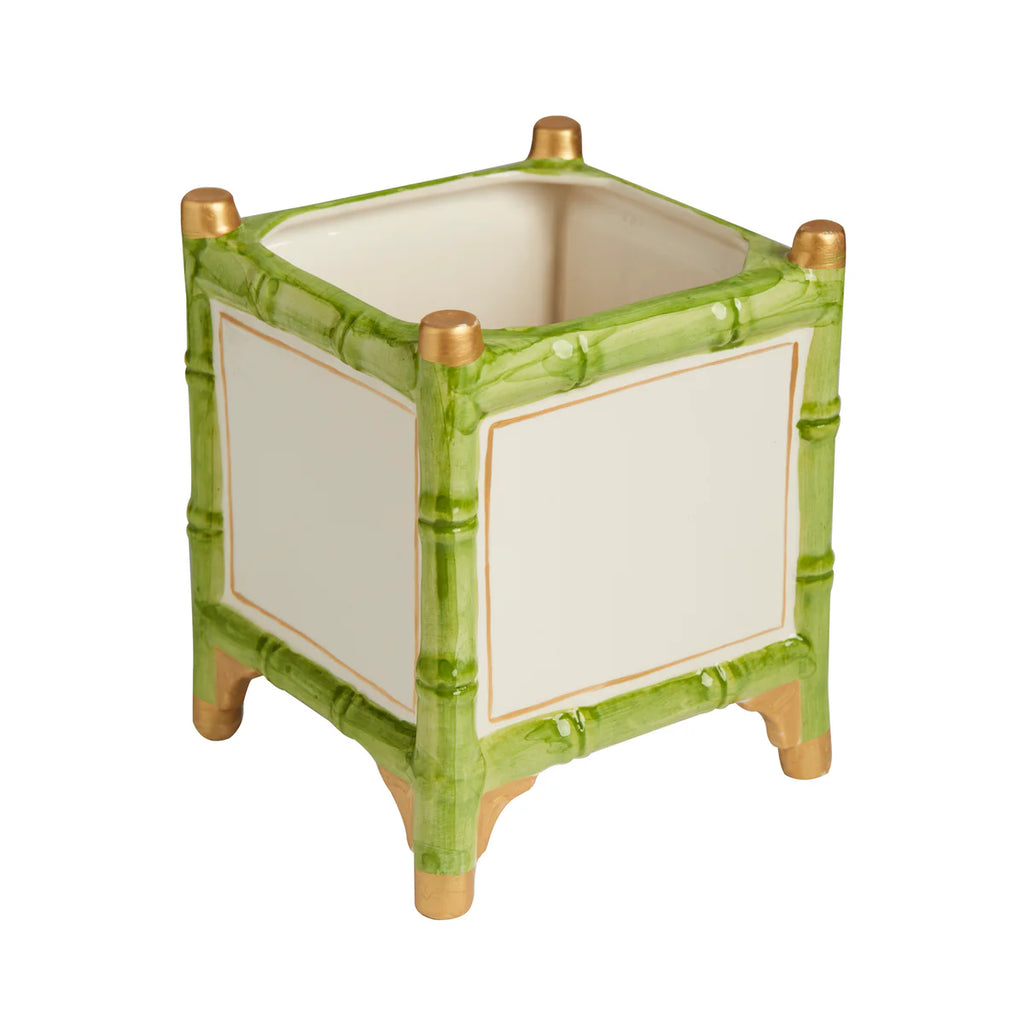 Bamboo Cachepot, Blue & Gold/ Green & Gold/ White & Gold, Small/Large