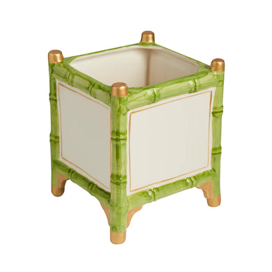 Bamboo Cachepot, Blue & Gold/ Green & Gold/ White & Gold, Small/Large