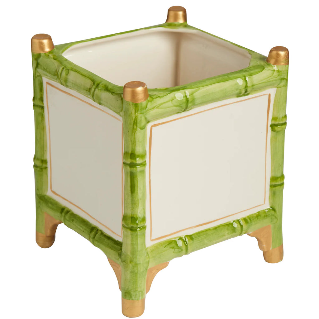 Bamboo Cachepot, Blue & Gold/ Green & Gold/ White & Gold, Small/Large