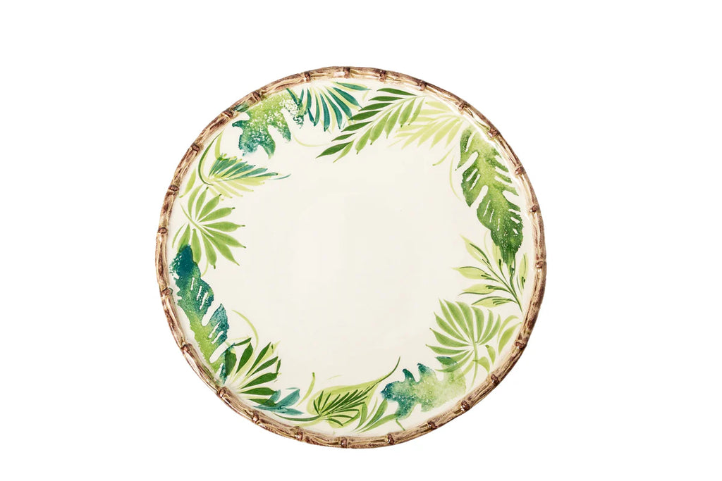 Compagnia Dessert Plate, Set of 4, Blue/Green Leaves w/ Bamboo, Small/Large