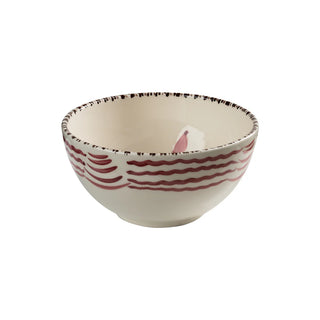 Casa Nuno Bowl, Blue/Pink/Green with Flowers & Waves, Set of 2