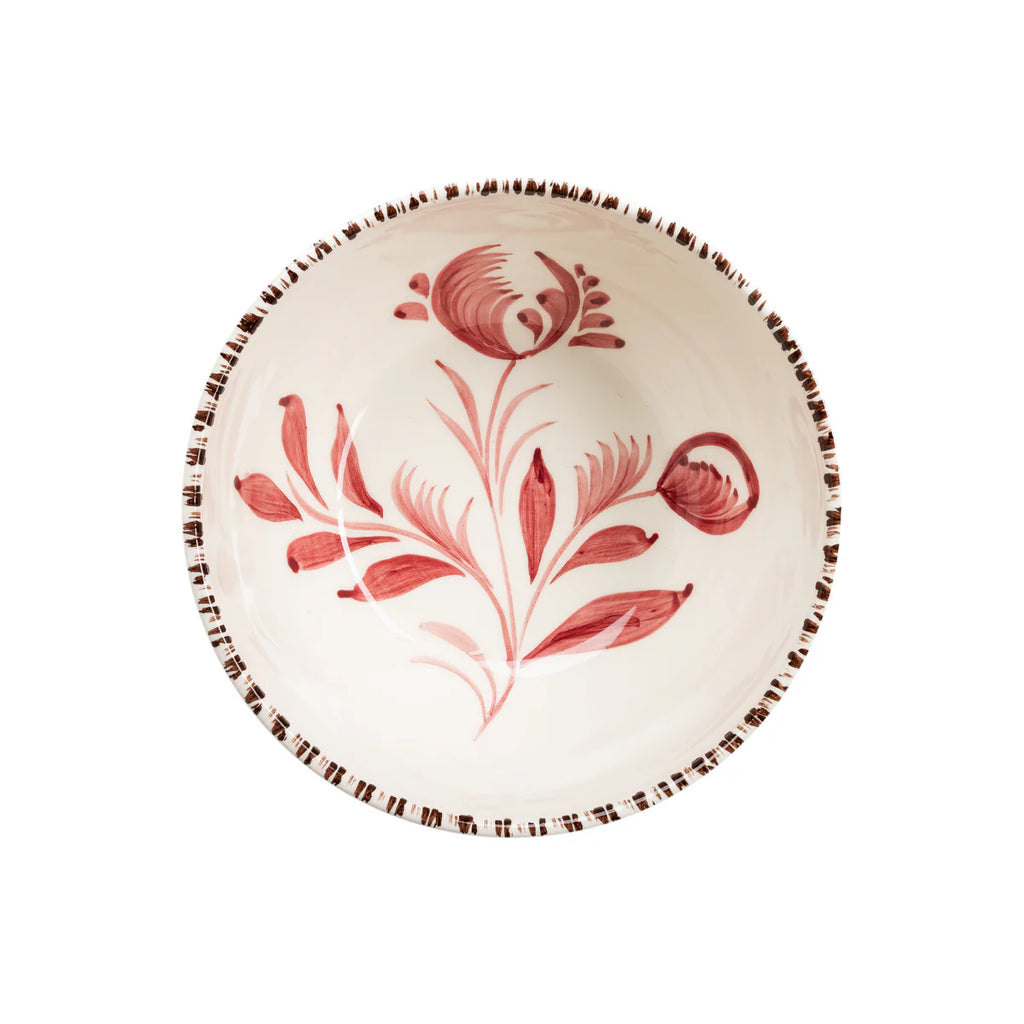 Casa Nuno Bowl, Blue/Pink/Green with Flowers & Waves, Set of 2