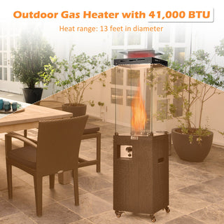 41,000 BTU Propane Patio Heater with Glass Flame Tube and Metal Hood