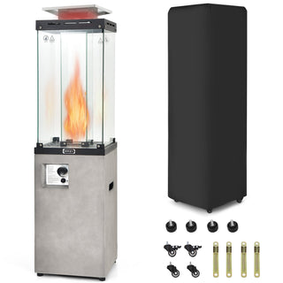 41,000 BTU Propane Patio Heater with Glass Flame Tube and Metal Hood