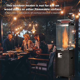 41,000 BTU Propane Patio Heater with Glass Flame Tube and Metal Hood