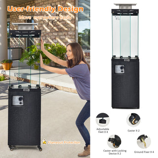 41,000 BTU Propane Patio Heater with Glass Flame Tube and Metal Hood