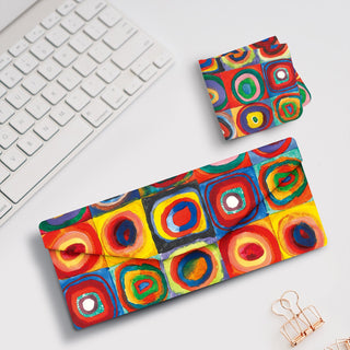 Kandinsky Squares with Concentric Circles Folding Glasses Case – Compact & Protective