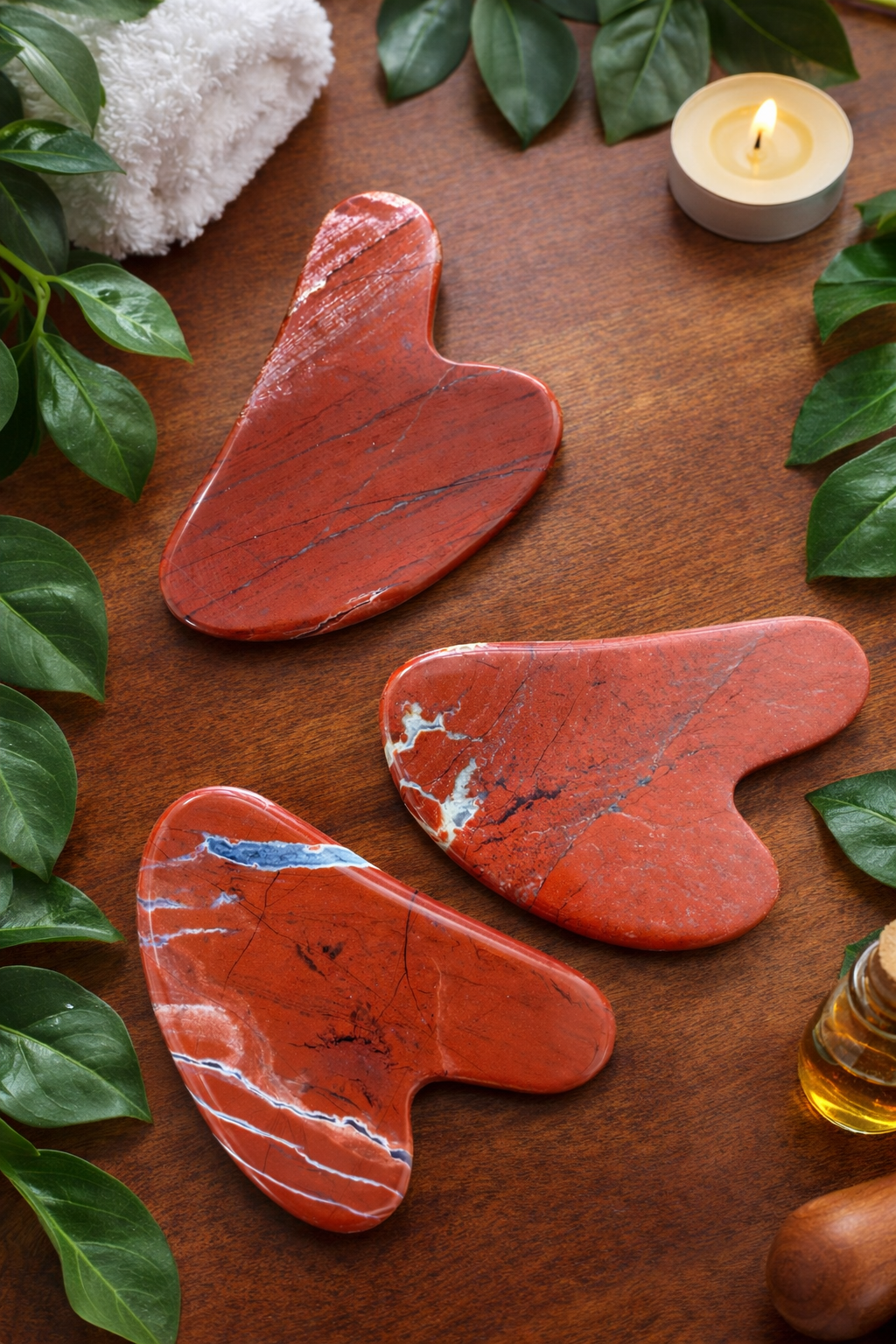 Red Jasper Heart Gua Sha – Natural Stone Facial Sculpting & Massage Tool