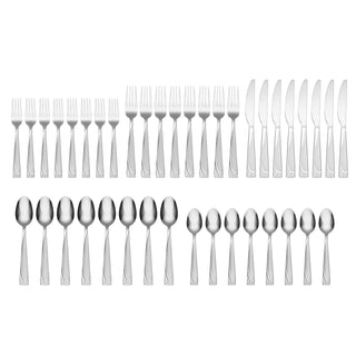 Cambridge Mena Frost 40-Piece Flatware Set with Chrome Caddy, 18/0 stainless steel (view 2)