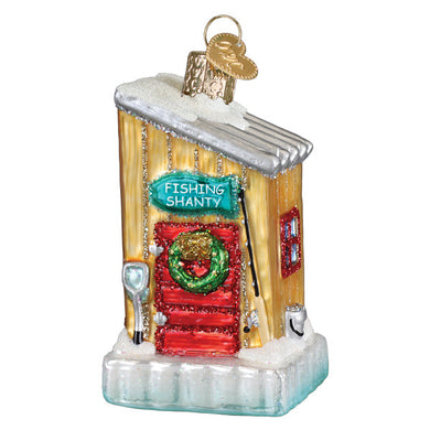 Ice Fishing Shanty Ornament – Unique Winter Cabin Holiday Decoration