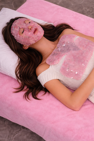 Blush Rose Ritual™ Rose Quartz Chest & Neck Mask – Cooling Crystal Décolleté Treatment