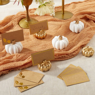 White And Gold Pumpkin Place Card Holders – Set of 6