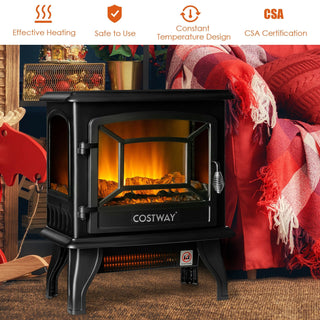 Freestanding Electric Fireplace Heater with 3-Sided Dancing Flame Effect – Black