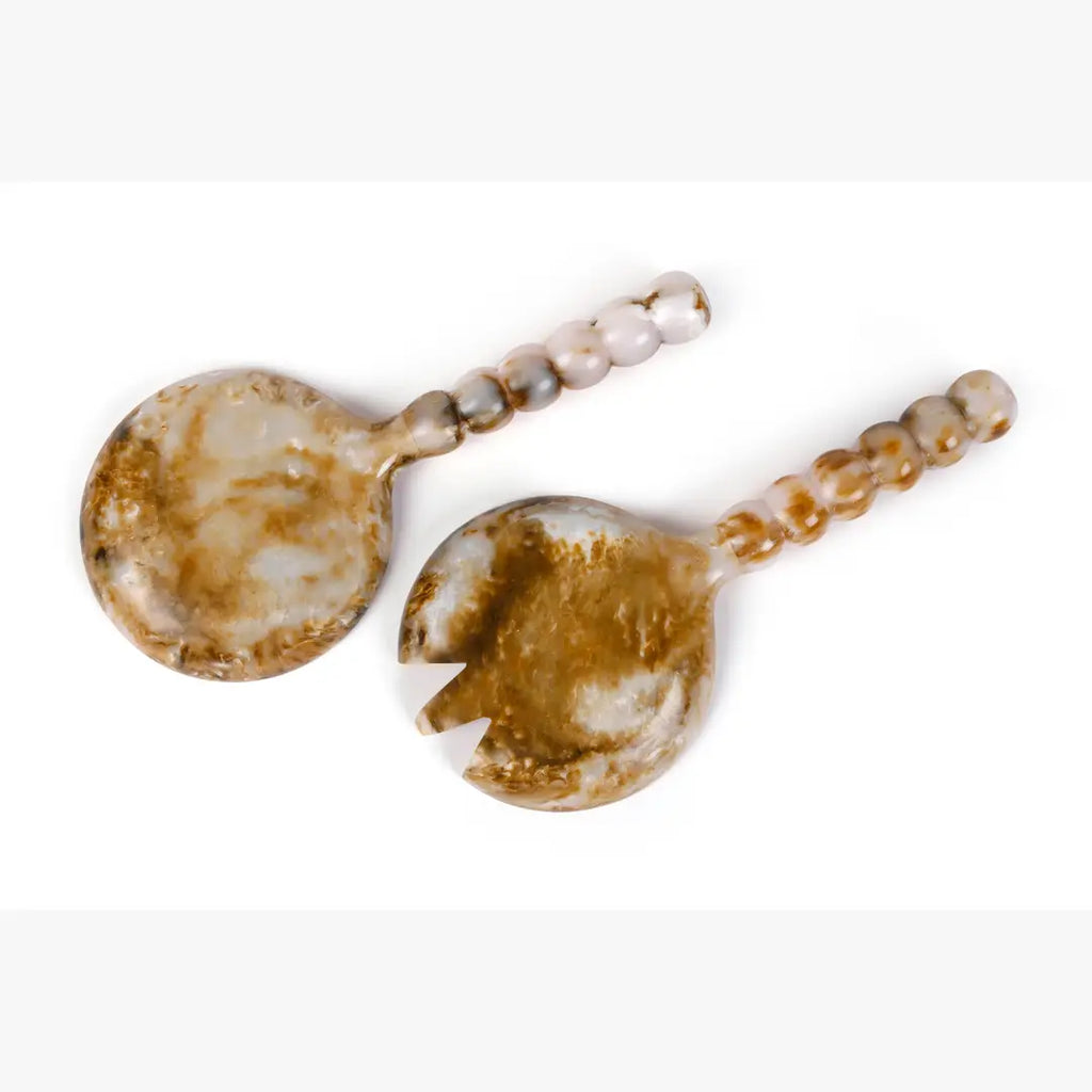 Resin Salad Server Brown Set of 2