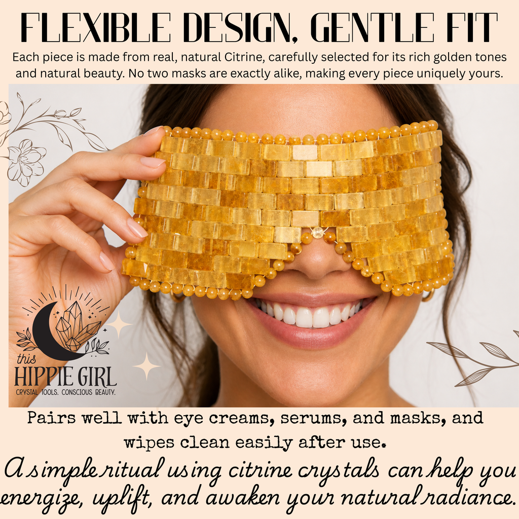 Golden Glow Citrine Eye Mask – Genuine Crystal Cooling Spa Ritual
