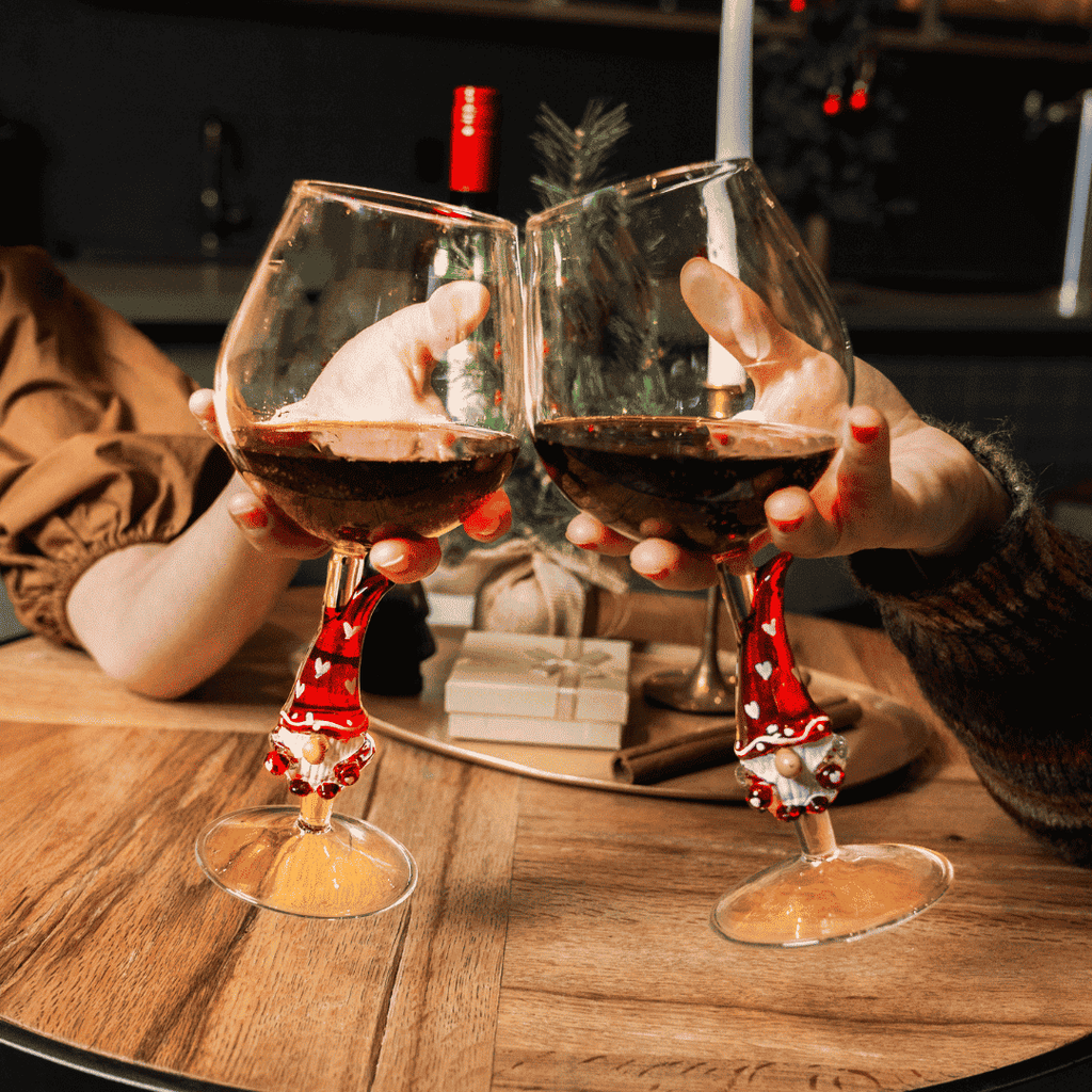 3D Heart Gnome Stemless Wine Glasses – Set of 2