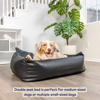 PupProtector™ Cool-to-Touch Vegan Leather Memory Foam Dog Car Bed – Black