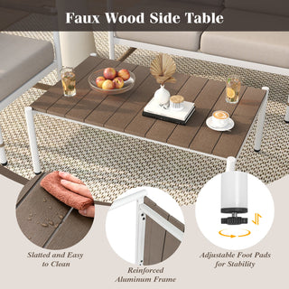 4-Piece Aluminum and PE Rattan Patio Conversation Set with Gray Cushions and Coffee Table
