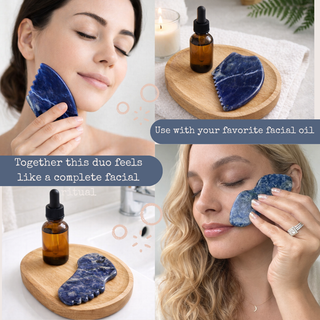 Blue Sodalite Gua Sha Set – Facial Sculpting & Massage Tools