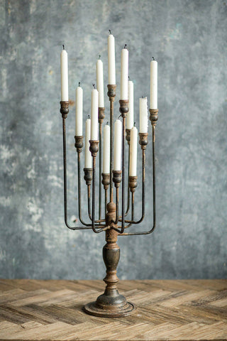 Antique-Style Aged Iron Multi-Arm Candelabra