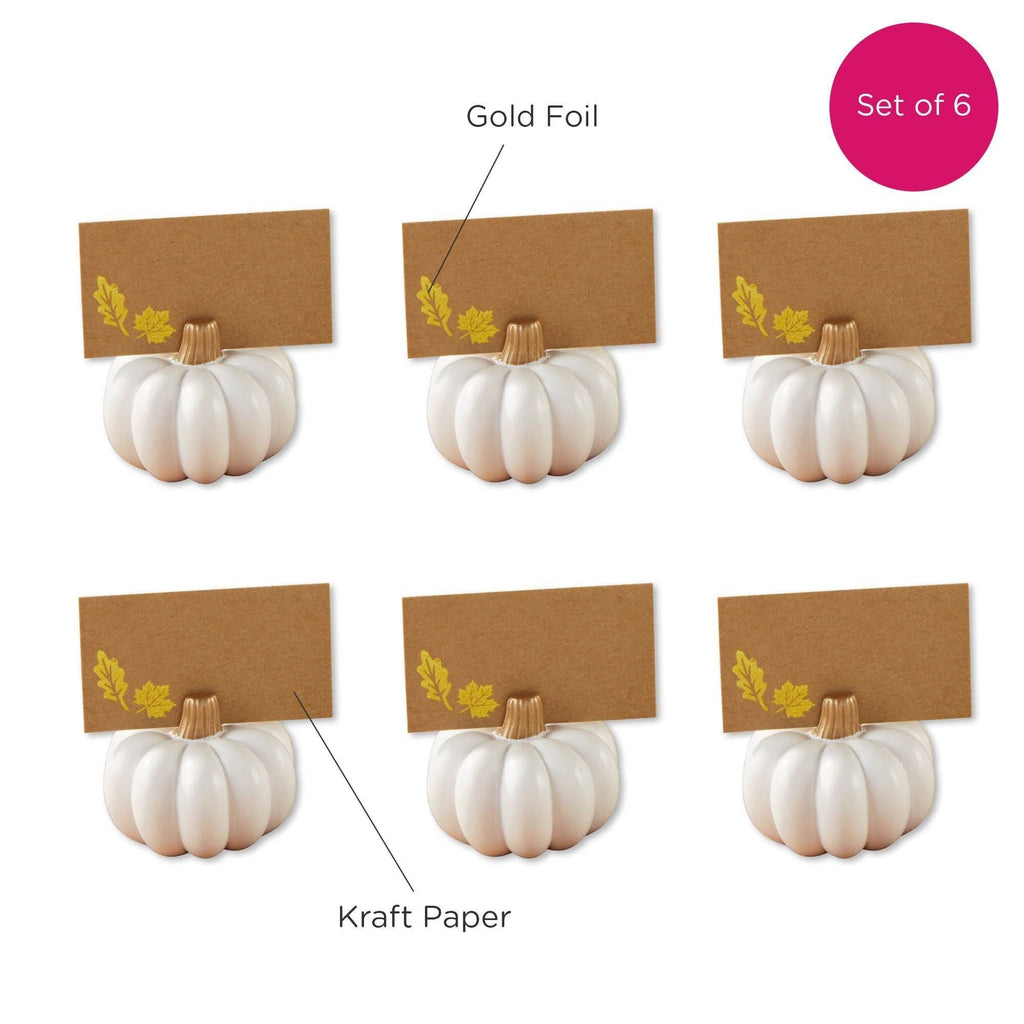 White And Gold Pumpkin Place Card Holders – Set of 6