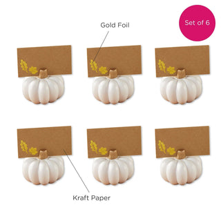 White And Gold Pumpkin Place Card Holders – Set of 6