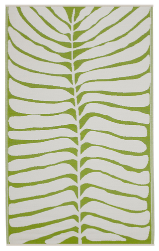Hilo Green Tropical Leaf Reversible Outdoor Patio Rug