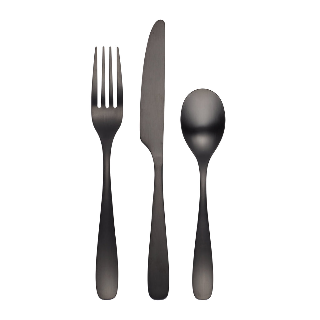 Cambridge Eliana Black Satin 12-Piece Flatware Set, 18/0 stainless steel