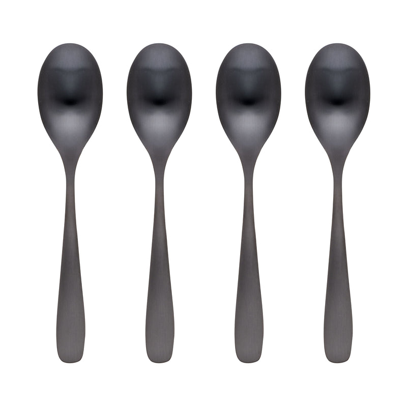 Cambridge Eliana Black Satin Dinner Spoons, Set of 4, 18/0 stainless steel