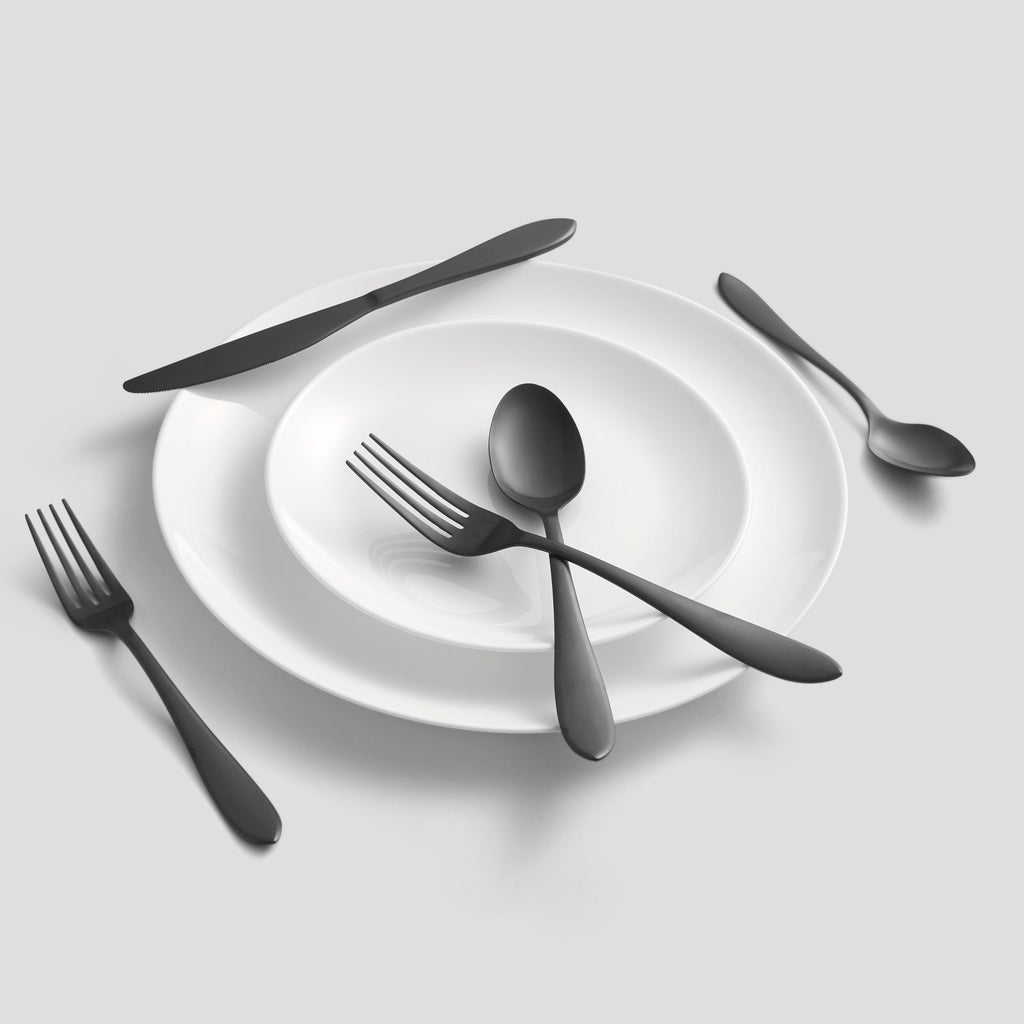 Cambridge Delia Black Satin 20-Piece Flatware Set, 18/0 stainless steel (view 2)