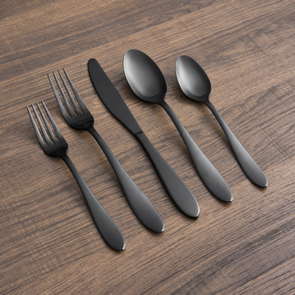 Cambridge Delia Black Satin 20-Piece Flatware Set, 18/0 stainless steel (view 3)
