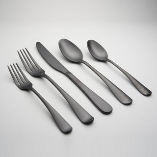Cambridge Rhiannon Black Satin 20-Piece Flatware Set, 18/0 stainless steel