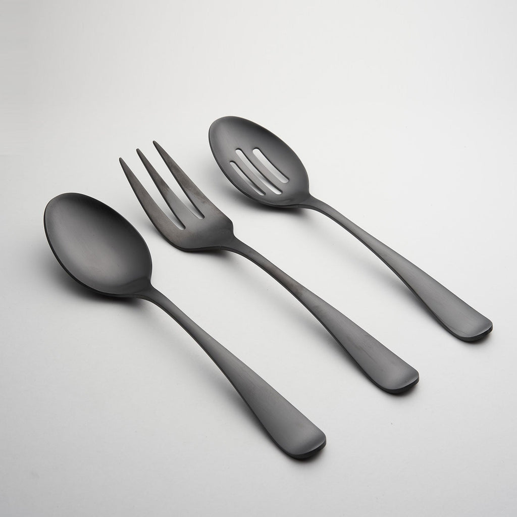 Cambridge Rhiannon Black Satin 3-Piece Hostess Set, 18/0 stainless steel