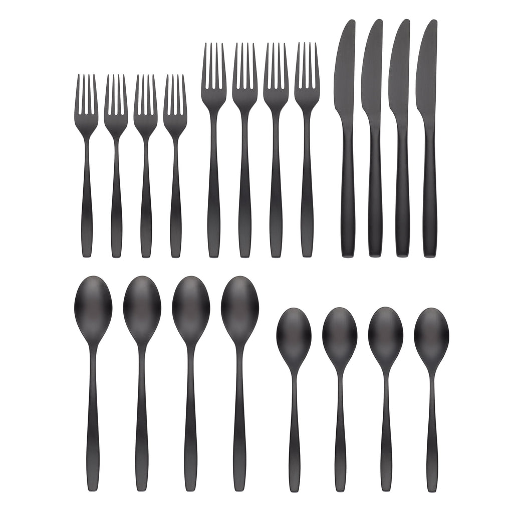 Cambridge Averie Black Satin 20-Piece Flatware Set, 18/0 stainless steel (view 2)