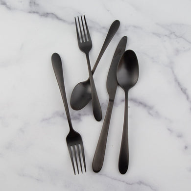 Cambridge Poet Black Satin 20-Piece Flatware Set, 18/0 stainless steel