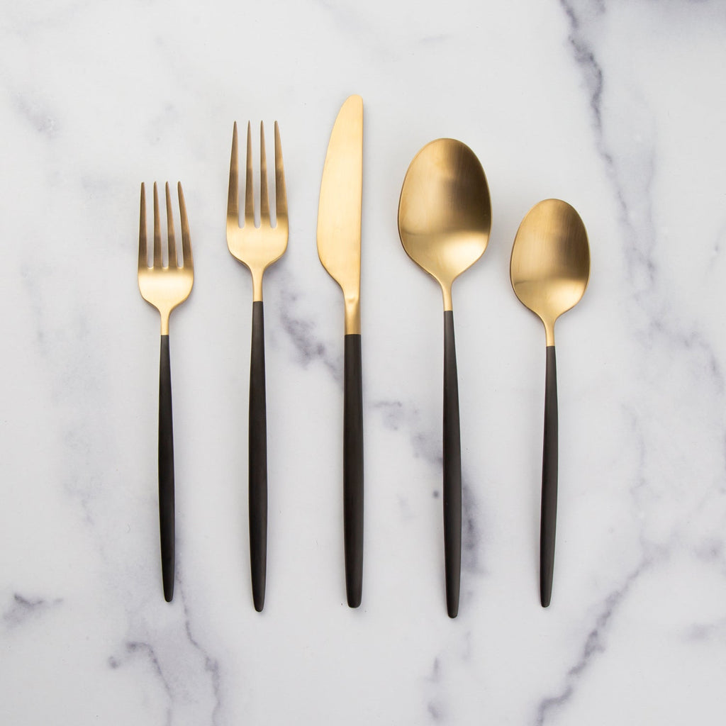 Cambridge Gaze Black Champagne Satin 20-Piece Flatware Set, 18/0 stainless steel