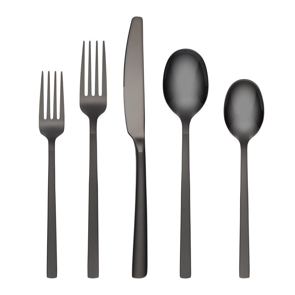 Cambridge Beacon Black Sand Mirror 20-Piece Flatware Set, 18/0 stainless steel