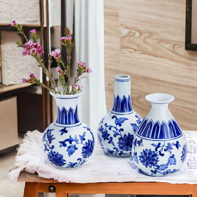 Mediterranean Canton Chinoiserie Porcelain Vases – Hand-Painted