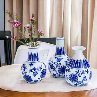 Mediterranean Canton Chinoiserie Porcelain Vases – Hand-Painted