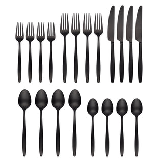 Cambridge Nylah Black Satin 20-Piece Flatware Set, 18/0 stainless steel (view 2)