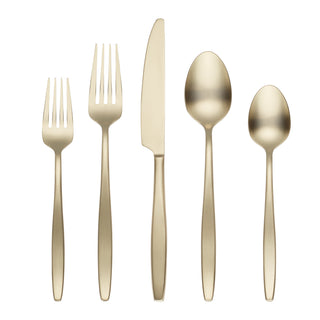 Cambridge Nylah Champagne Satin 20-Piece Flatware Set, 18/0 stainless steel