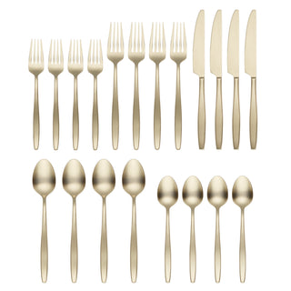 Cambridge Nylah Champagne Satin 20-Piece Flatware Set, 18/0 stainless steel (view 2)