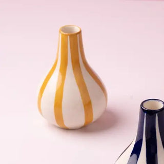 Ceramic Yellow Stripe Bud Vase Set of 2