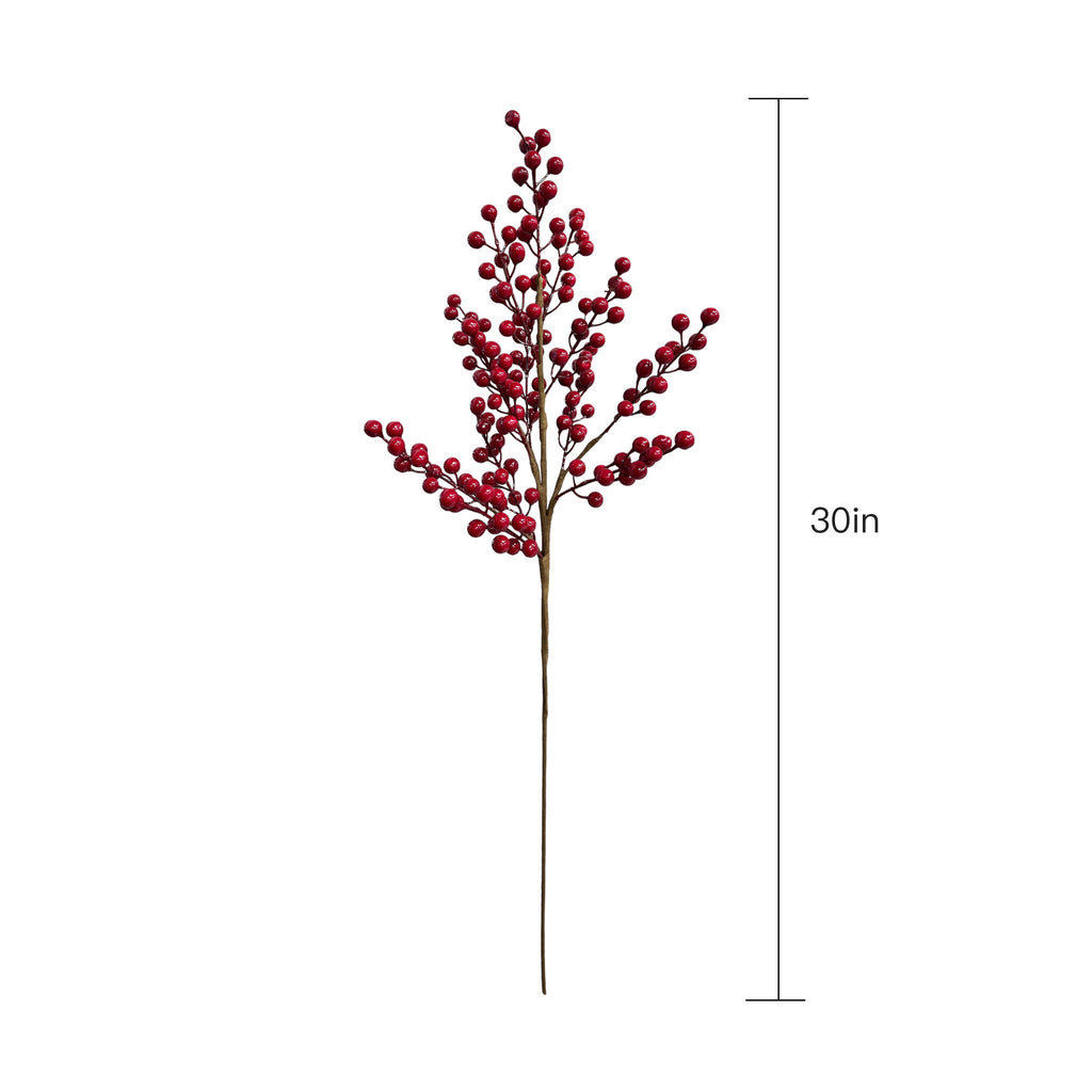 30 inch Tall Artificial Christmas Berries Holiday Berries Stems Red (Set of 3)