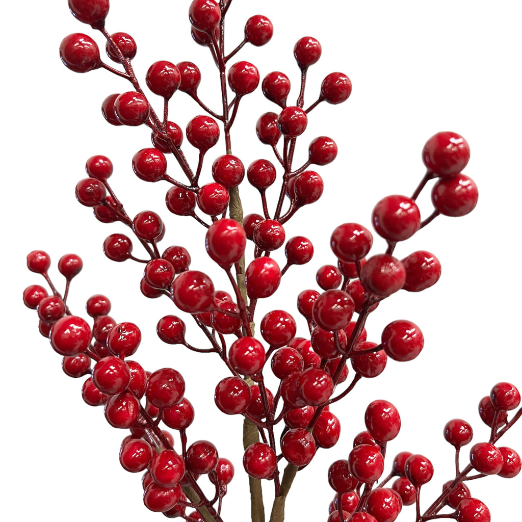 30 inch Tall Artificial Christmas Berries Holiday Berries Stems Red (Set of 3)