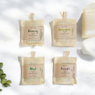 Exfoliating Jute Bath Mitt with Essential Oil Soap – Natural Spa Set