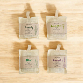 Exfoliating Jute Bath Mitt with Essential Oil Soap – Natural Spa Set