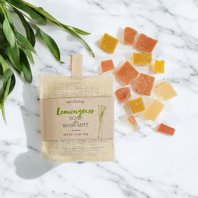 Exfoliating Jute Bath Mitt with Essential Oil Soap – Natural Spa Set