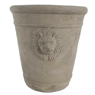 Cast Cement Lion Head Planter with Double-Sided Design